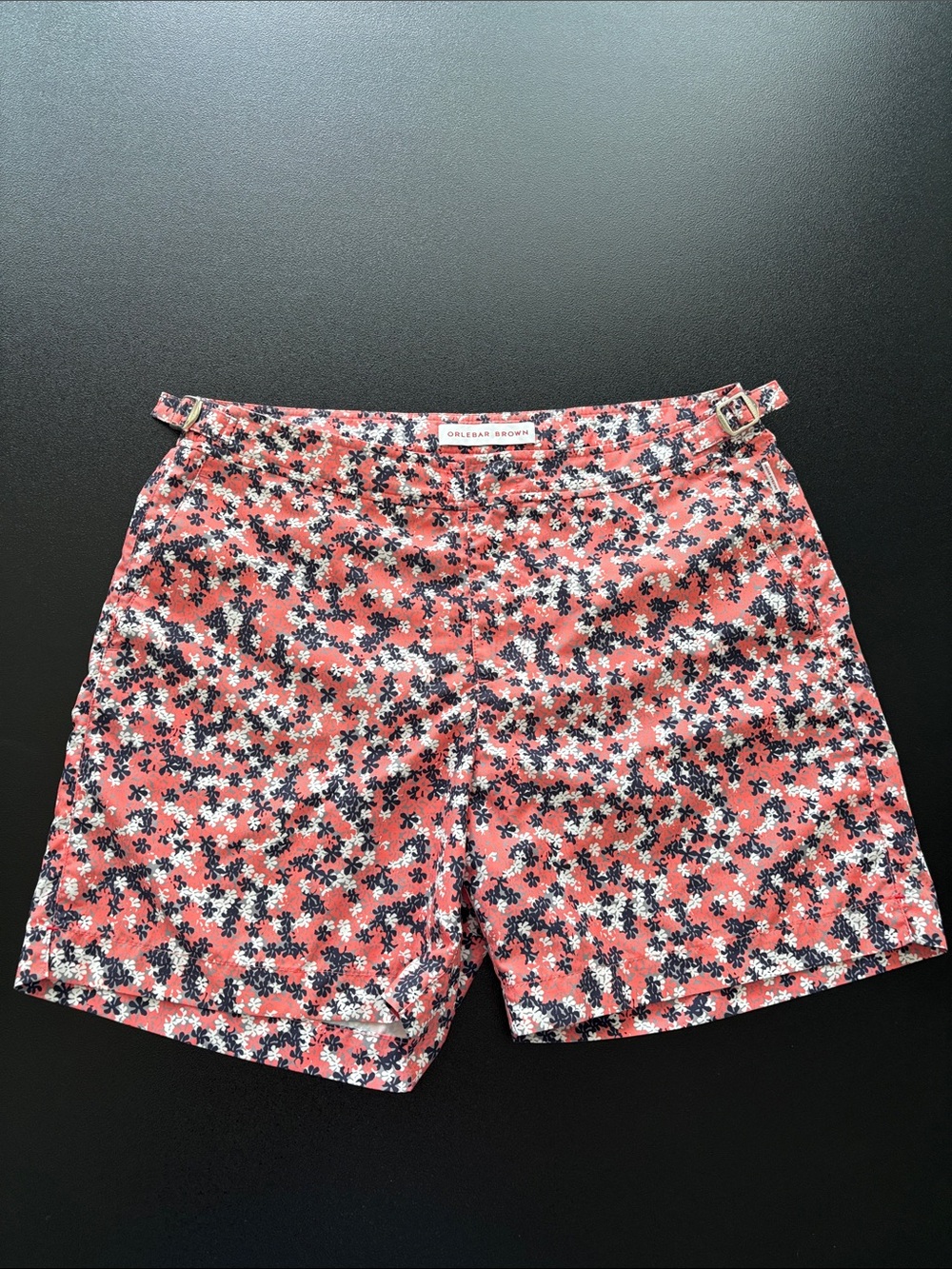 Orlebar Brown Bulldog Ninfea Hot Coral Swim Trunks Size 32 Floral